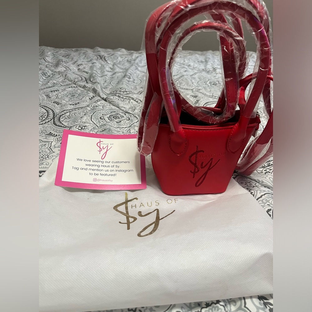 Red Mini Handbag with Top Handles